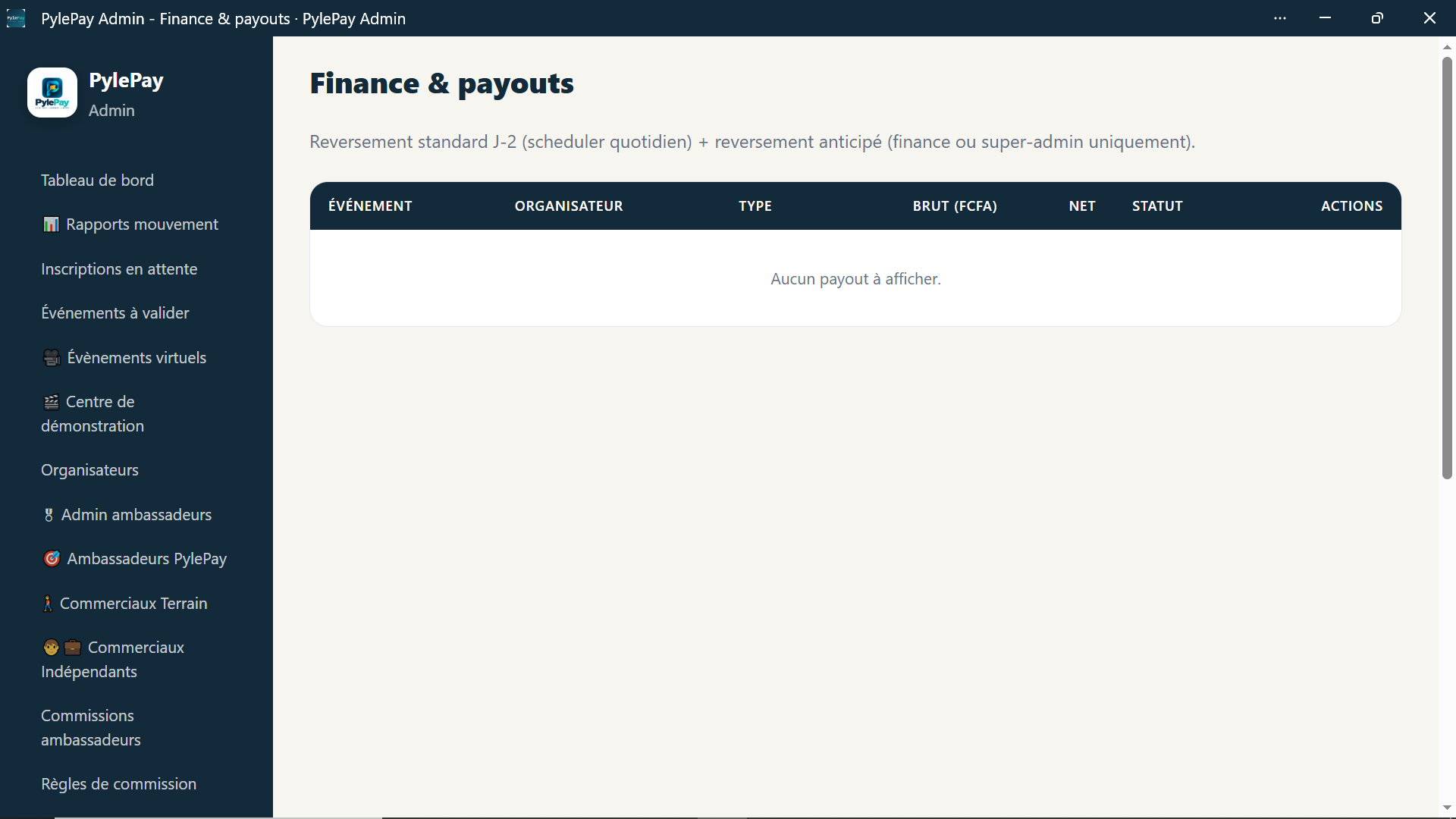 Finance et payouts
