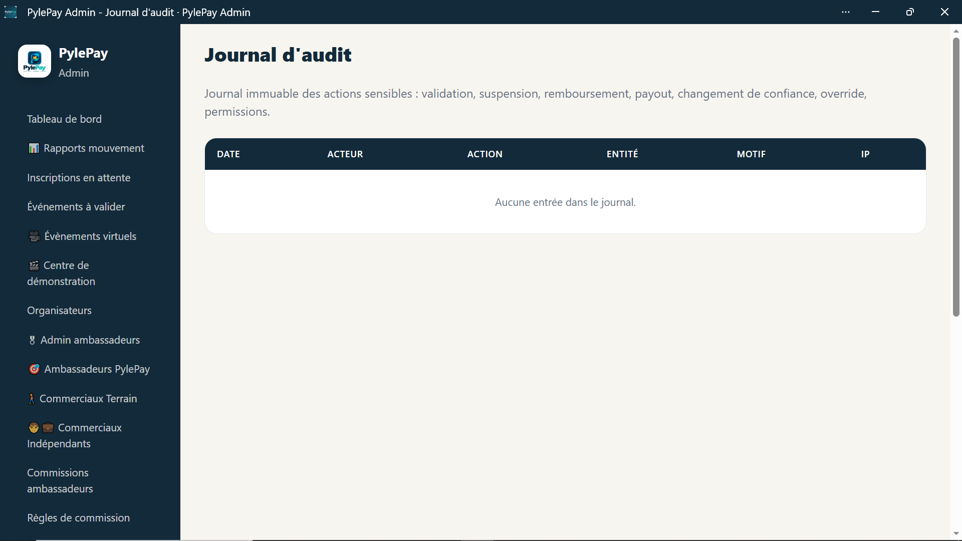 Journal d'audit