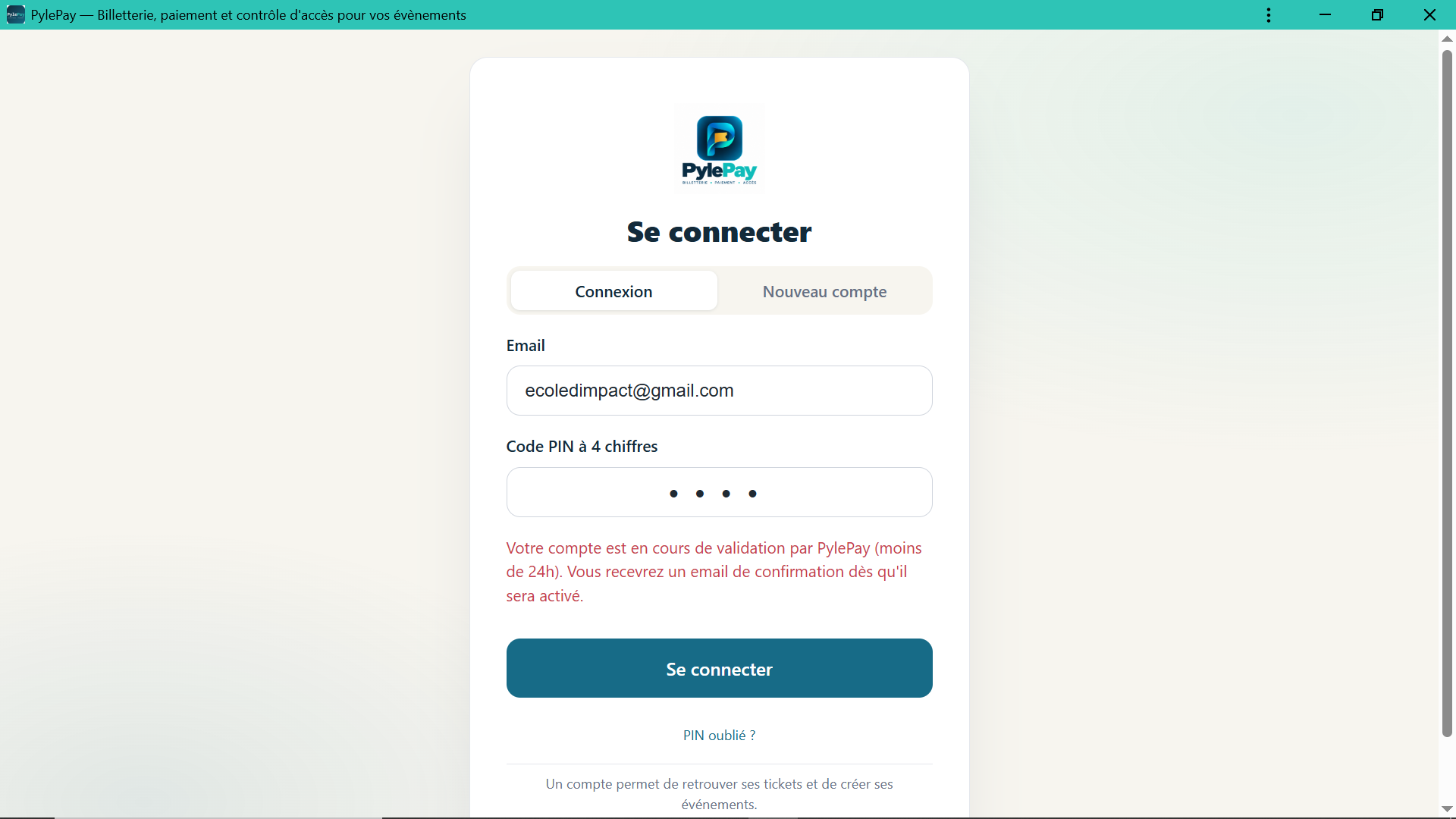Login avec message en attente